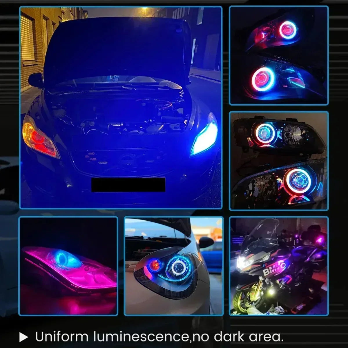 RGB In Angel Eye Headlights Multiple Color APP Control