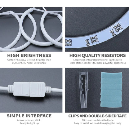 For E36 E46 E39 146MM 131MM Cotton Angel Eyes RGB 4PCS Set APP