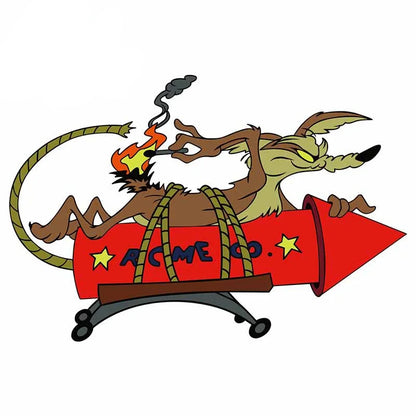 For Wile E Coyote Acme Rocket Design Cartoon Sticker Anime Decal