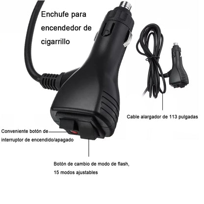 For 12-24V Fit 35.4inch Flashing Strobe Cable Length 287CM