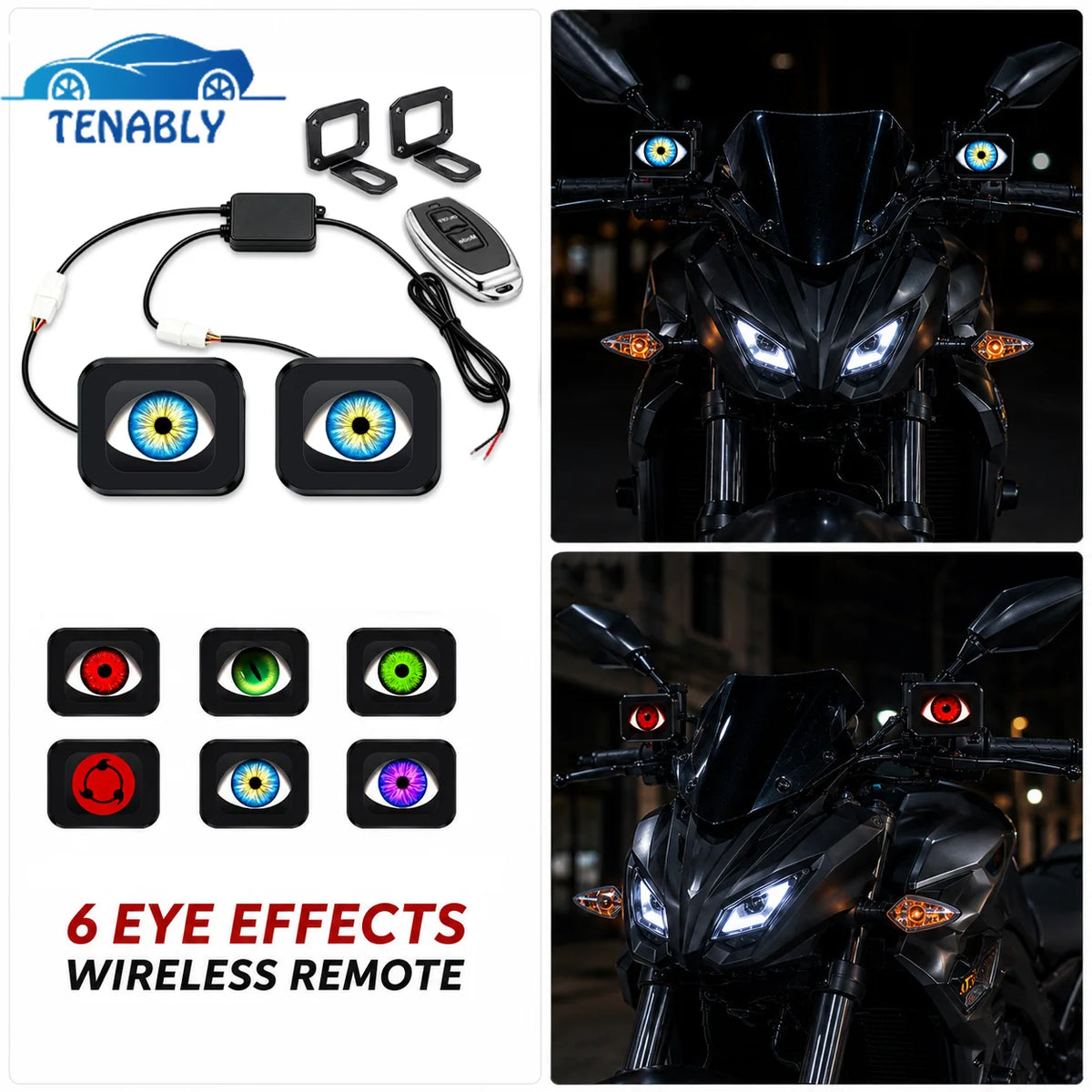 In Motorcycle Devil Eyes Mirror Dynamic Motorbike Demon Wireless