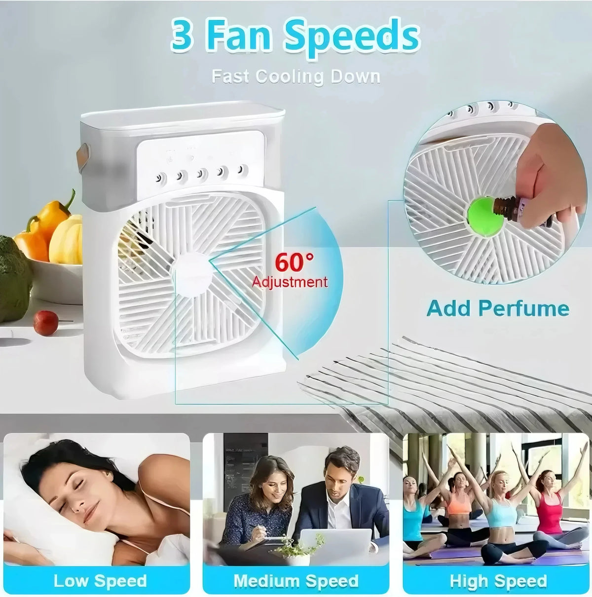 For Home Office In MINI Portable Air Cooler Fan 5-hole