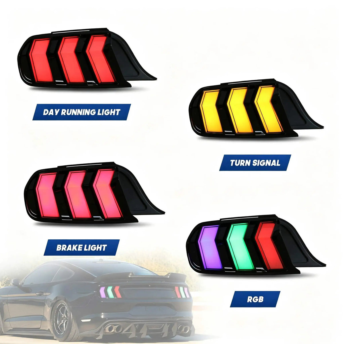 For Ford Mustang Gt 2015-2023 RGB Taillights Sequential Turn