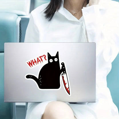 For Windows Wal Funny Murderous Cat Holding Knife Halloween