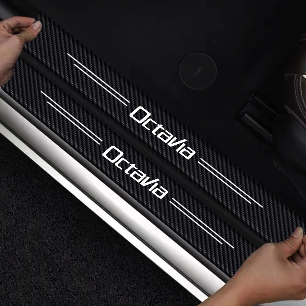 For Skoda Octavia Door Sill Carbon Fiber Sticker Threshold Side
