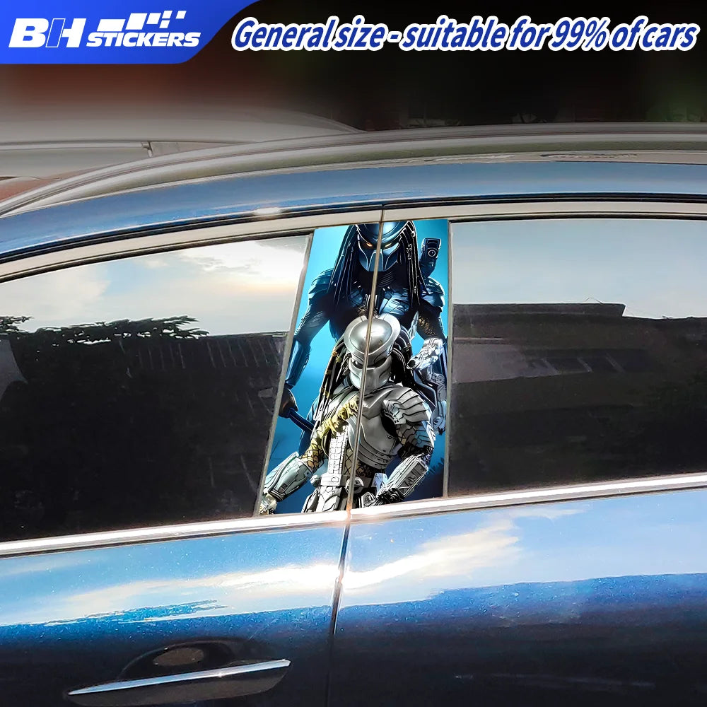 Silver Mech Predator Pillar Post Decal Sci Fi Window
