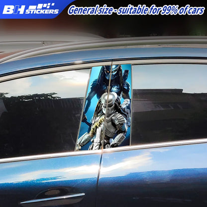 Silver Mech Predator Pillar Post Decal Sci Fi Window