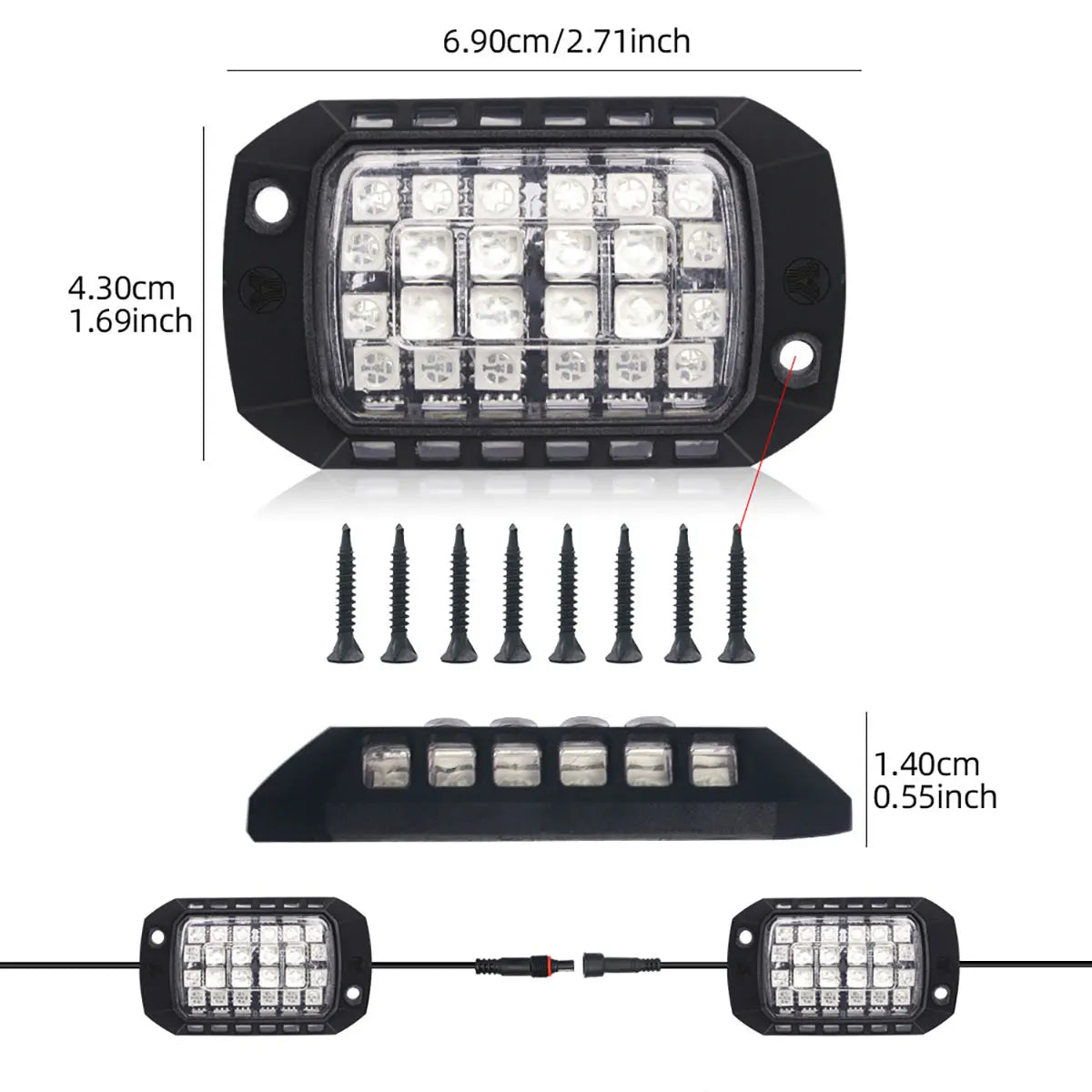 For Jeep 12PCS Underglow Chassis RGB Neon Rock 3D Lens Truck