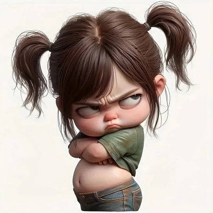 13x15cm Angry Girl Sticker self-adhesive Vinyl Decal Scratch