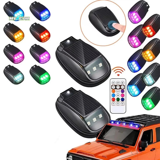 Wireless Solar Flash Waterproof RGB Roof Strobe Remote Control