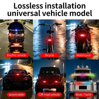 For Motorcycle Top Box Side Case Solar Warning Flashing Mode