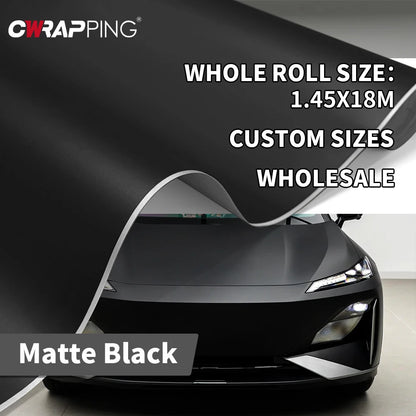 For Custom Fit Matte Black Wrap 145x300cm Film Covering Roof