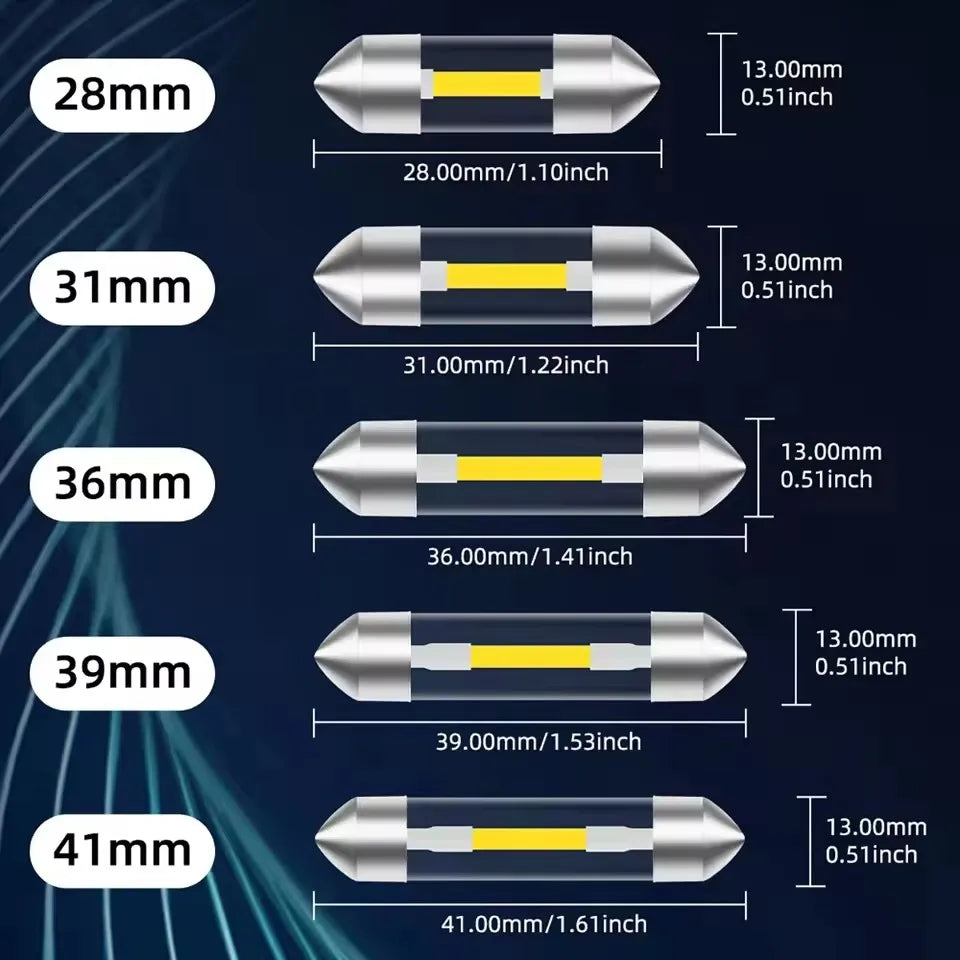 2PCS Interior Festoon 31MM 36MM 39MM 41MM C10W C5W