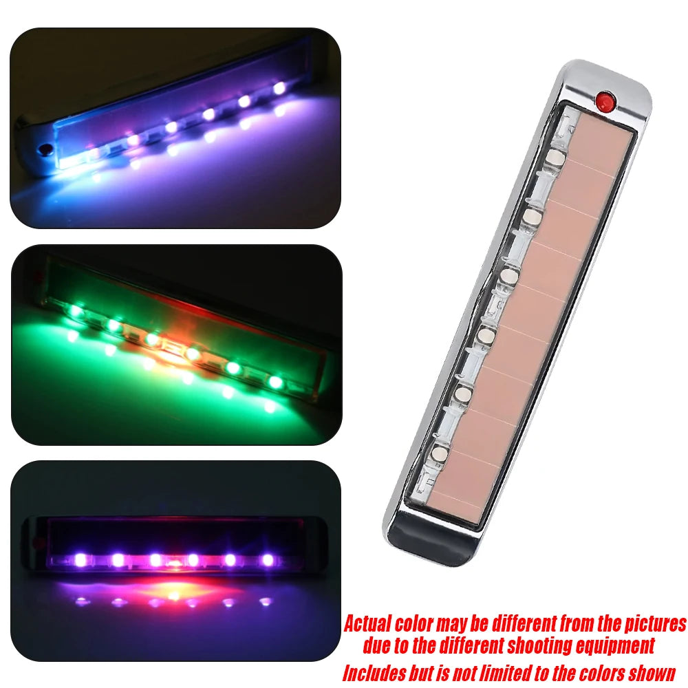 For Universal Motobycles 1PC Solar Warning Plastic RGB Color