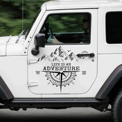 Life Is An Adventure Compass Sticker Mountain Travel Explore