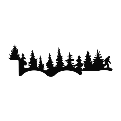 Bigfoot Pine Forest Tree Silhouette Sticker Outdoor Nature Vinyl