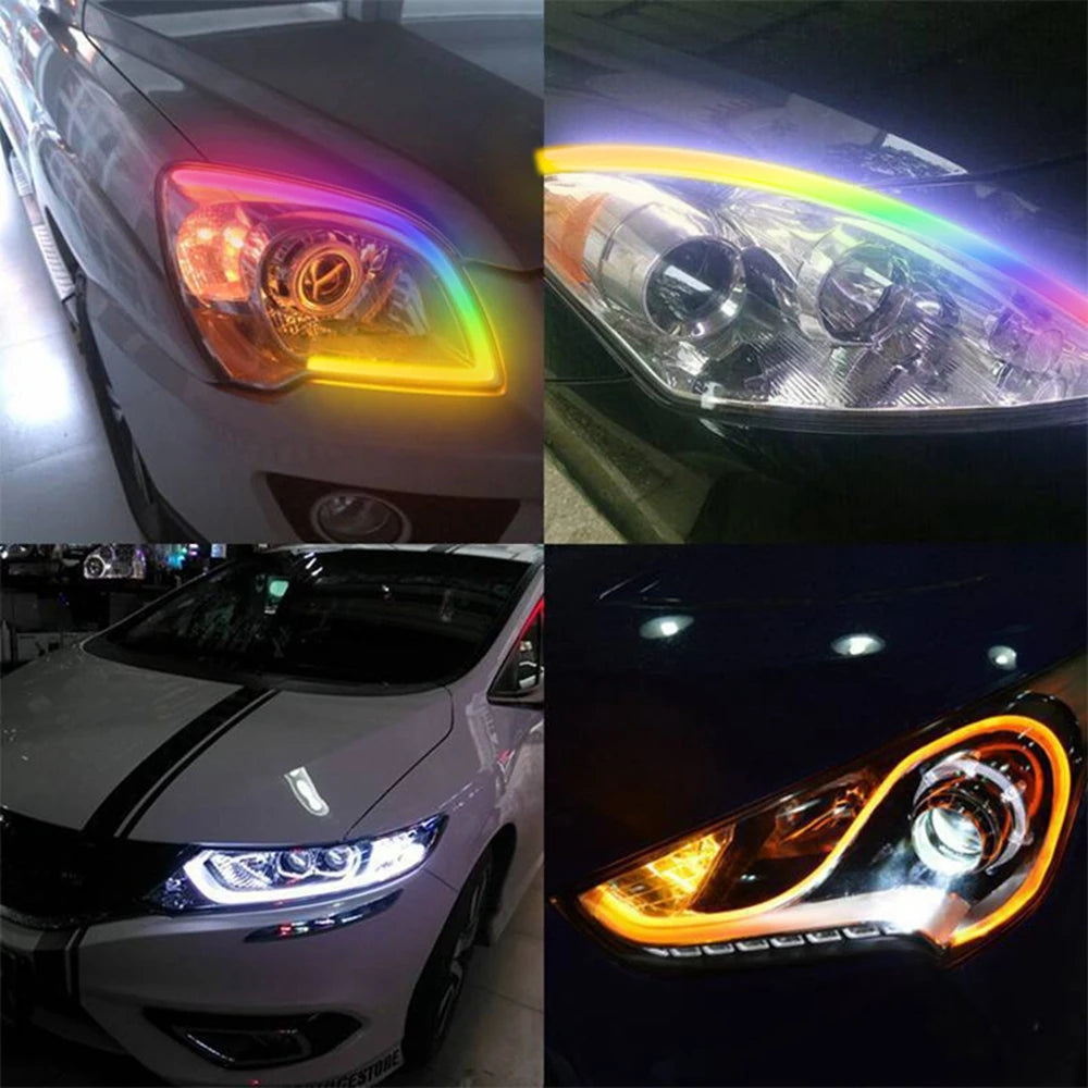 Dynamic Drl RGB Headlights Strip Sequential Tun Signal Neon