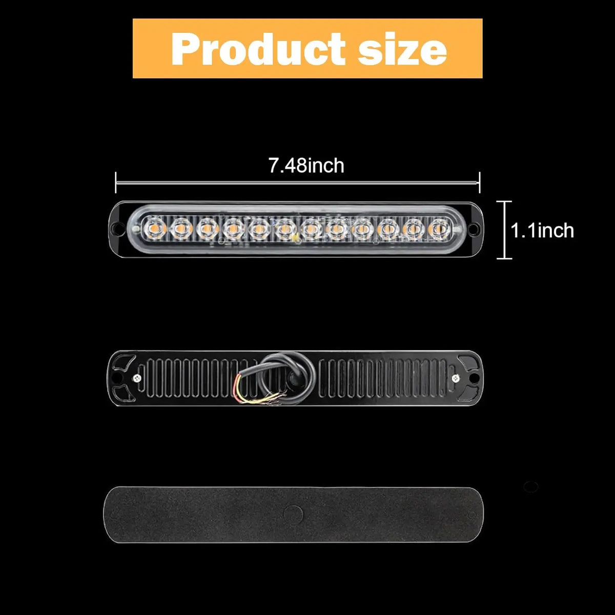 1PC 36W 12LED Yellow Truck Side Marker 900LM Strobe