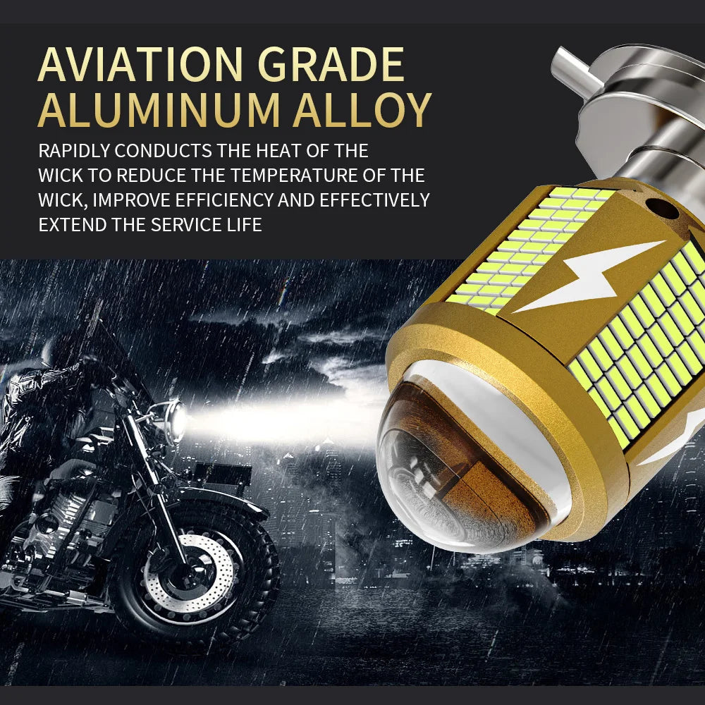 Oprah High Power LED H4 H6 BA20D Headlight Bulbs For Motorcycle Front Light With HD Lens White Yellow Hi/Lo Beam Lights 