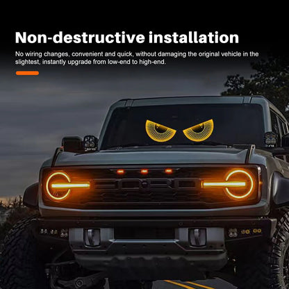 LED Decorative Light Panel For Cars Trucks & Vans Cartoon Eye Face Warning Strobe Light Anti-Collision Pattern Brake Tai