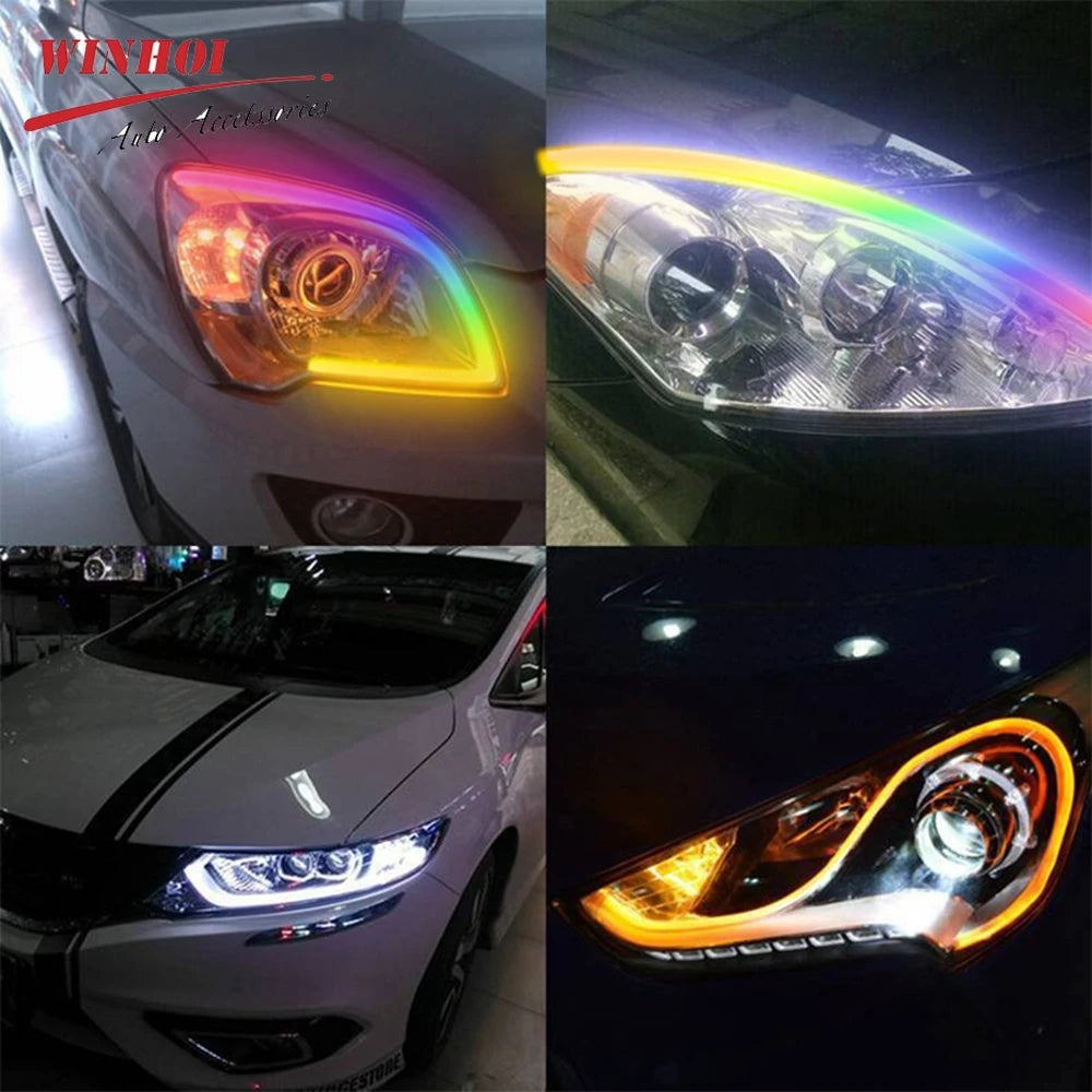 2PCS RGB Strip Sequential Drl Daytime Running Turn Signal