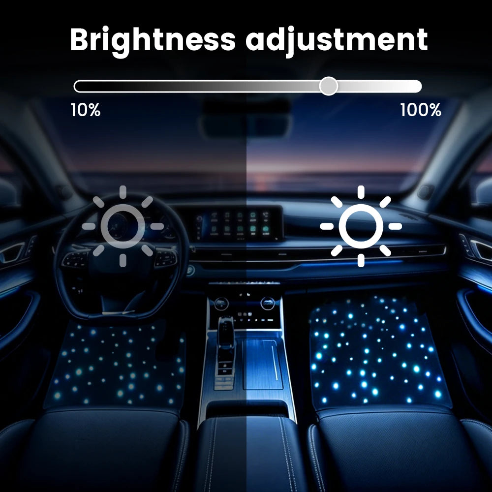 4PCS Starlight Floor Mats APP Control Washable Fiber Optic