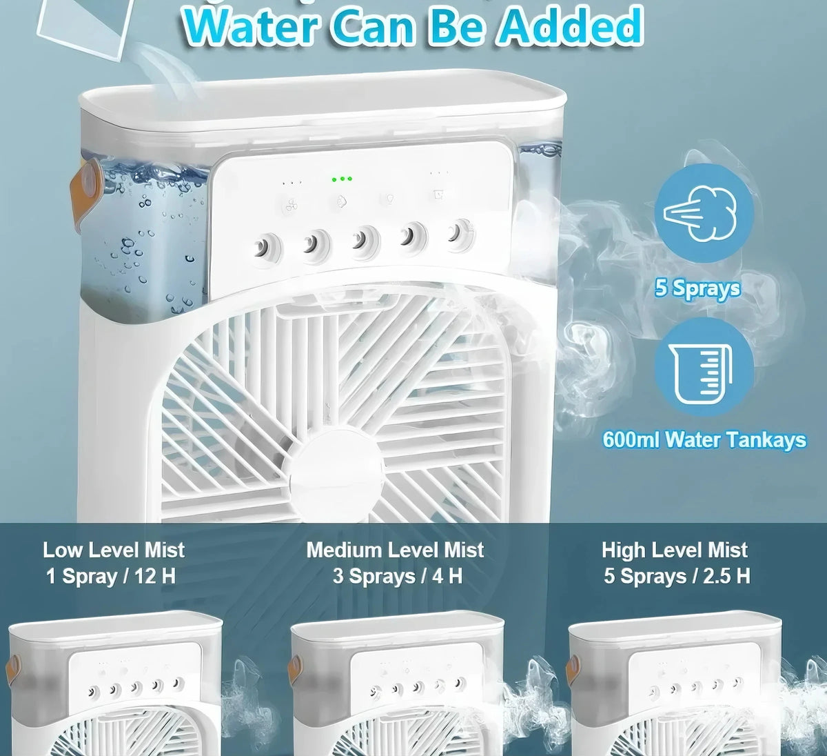 For Home Office In MINI Portable Air Cooler Fan 5-hole