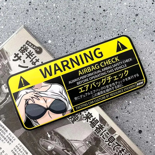 Cartoon Sticker Warning Airbag Check Decal Anime Waterproof