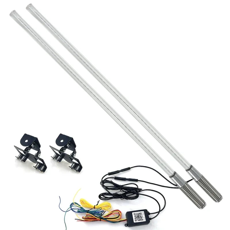 For Utv ATV Off Road 2PCS Whip APP Control Flagpole Antenna