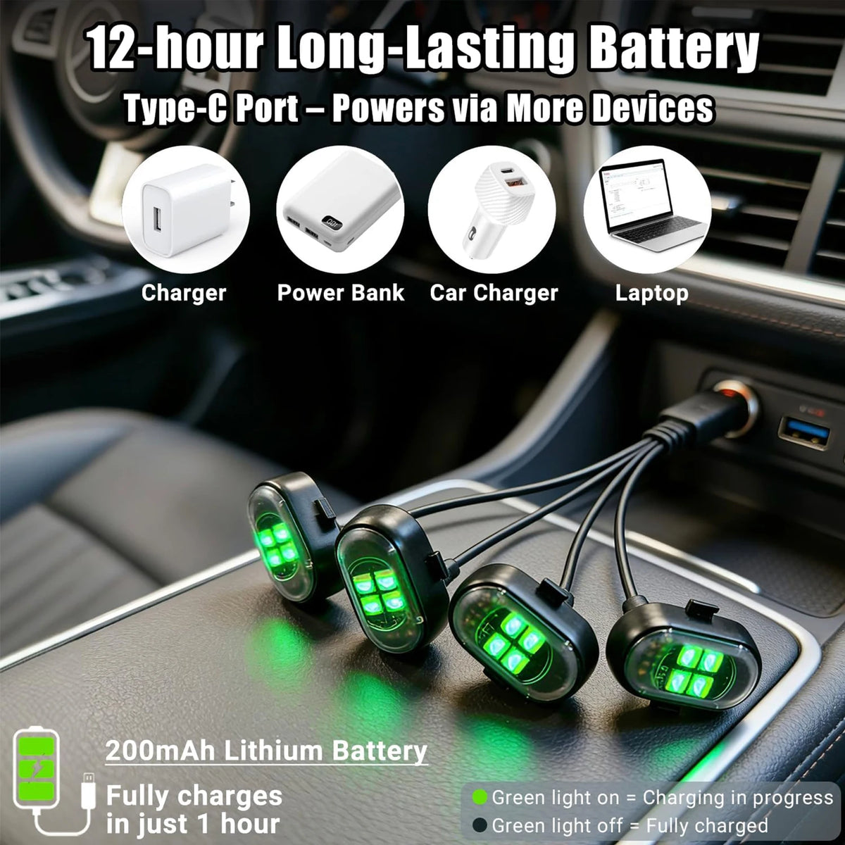 Aircraft Strobe Motorcycle Battery Powered Bead Magnetic