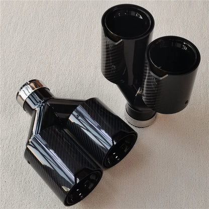 For BMW Series Pair Dual Outlet Glossy Black Carbon Muffler