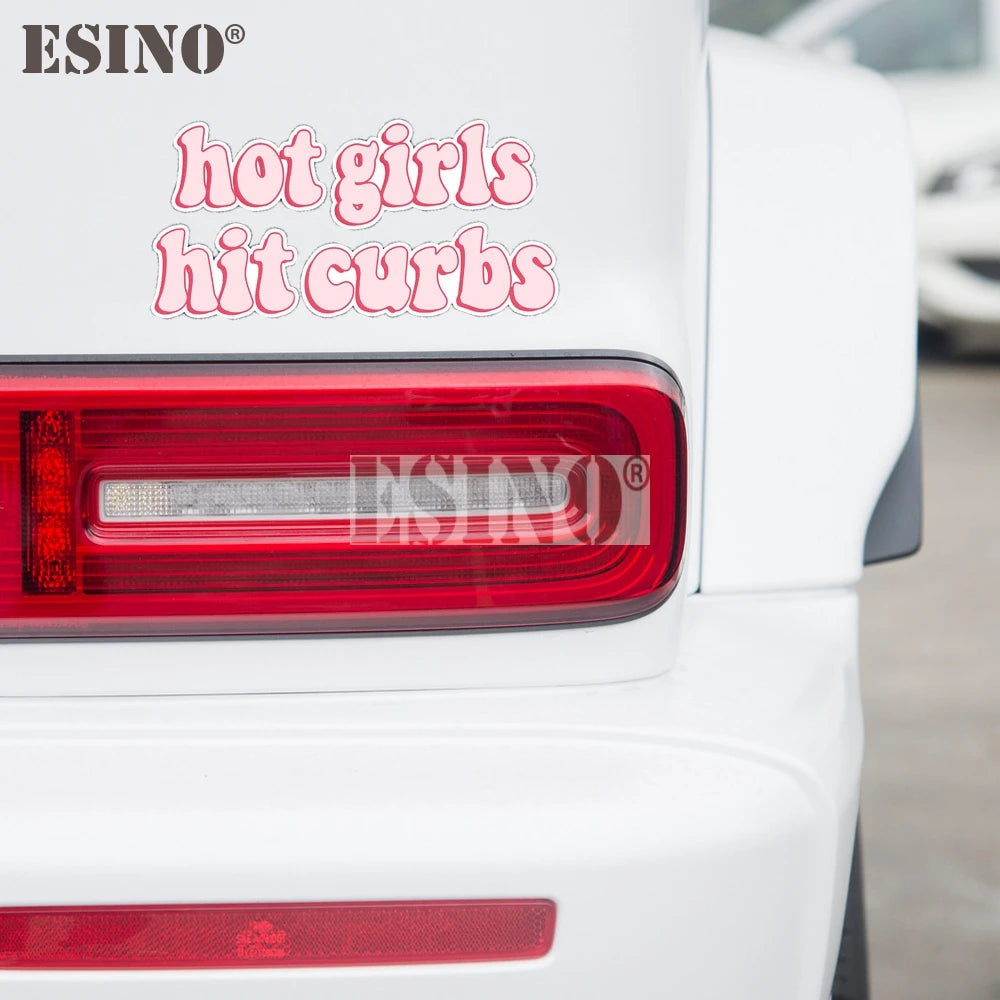 Funny Girls Hit Curbs Pvc Adhesive Decal Cartoon Waterproof