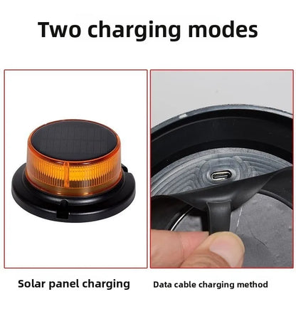 Solar Warning Strobe USB Rechargeable Flashing Rotating Magnetic