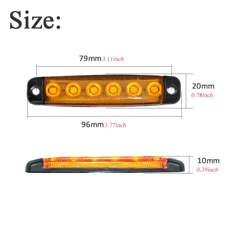 10PCS 24V Side Marker External Warning Tail Signal Brake