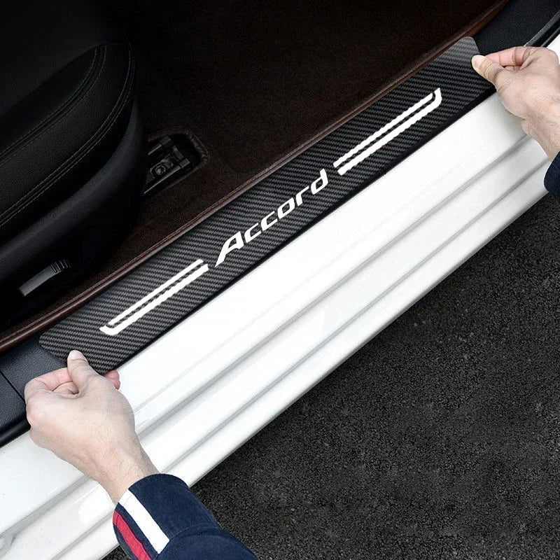 For Honda Accord Trunk Bumper Decals Carbon Fiber Door Sill