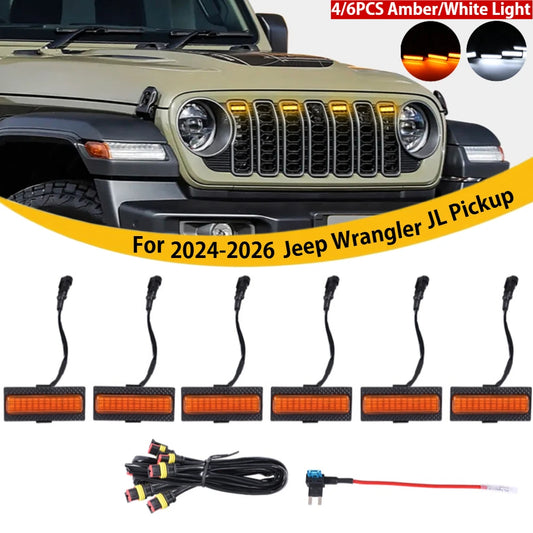 For Jeep Wrangler Jl Pickup 2024-2026 6PCS Set Front Grille