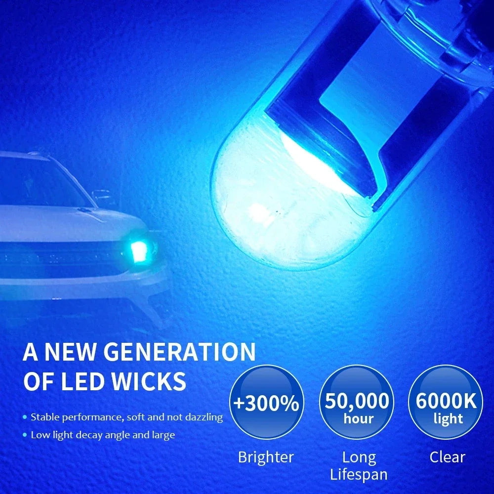 10PCS T10 W5W Canbus Glass Cob Dome Reading Bulb