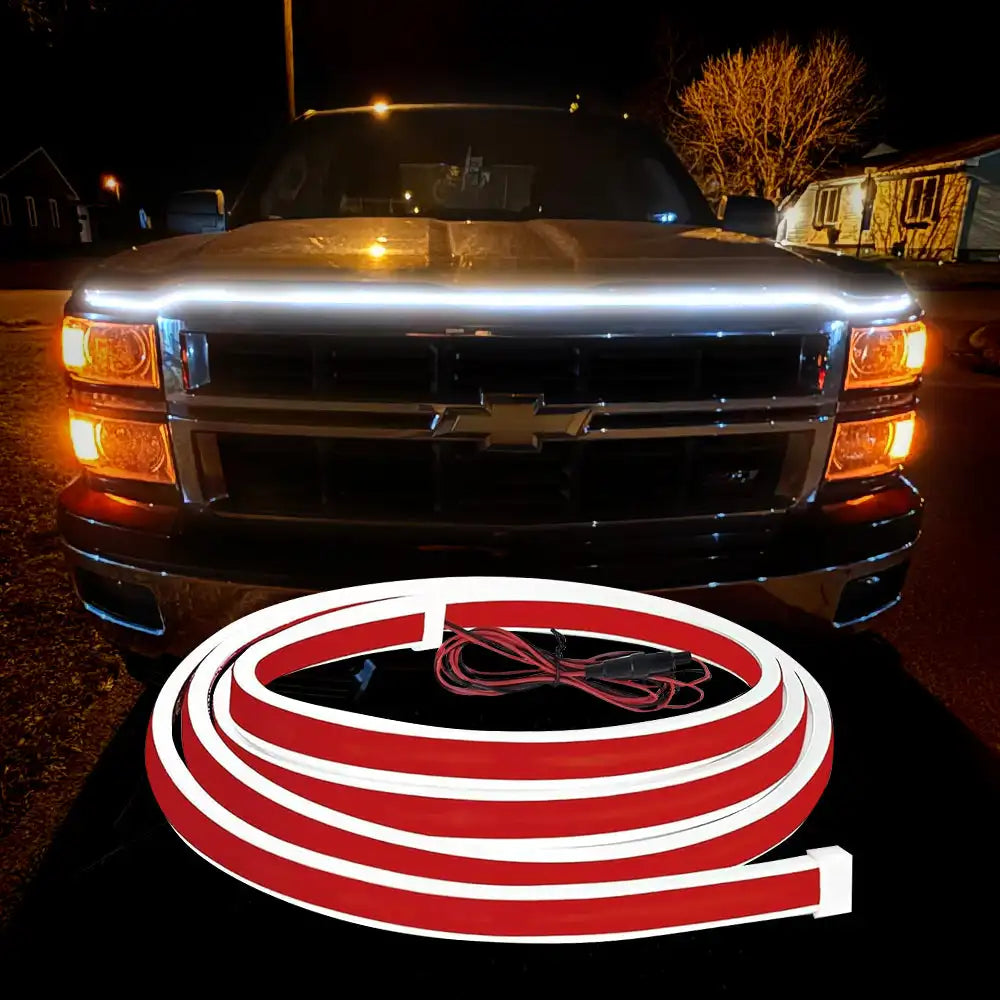 Inch White Dynamic Scan Truck Hood Strip Waterproof Silicone