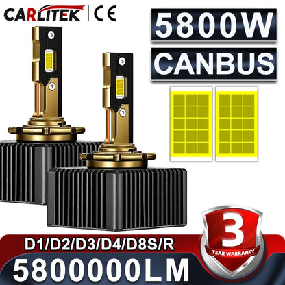 Carlitek 2PCS 5800W D1S D3S Headlights D2S D2R D4S
