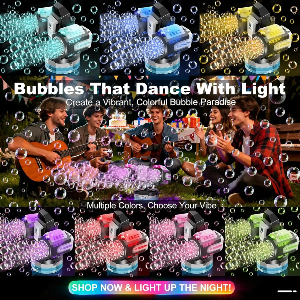 Bubble Machine Remote Control RGB 1800MAH Rechargeable type-c No
