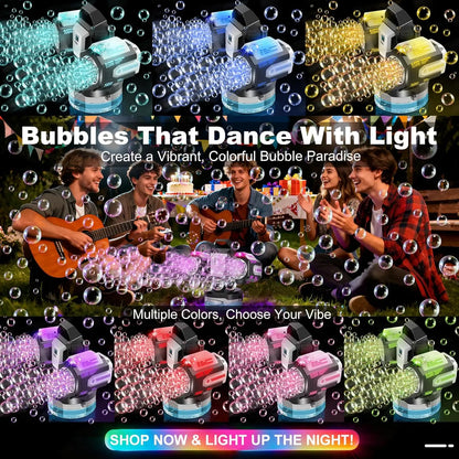 Bubble Machine Remote Control RGB 1800MAH Rechargeable type-c No