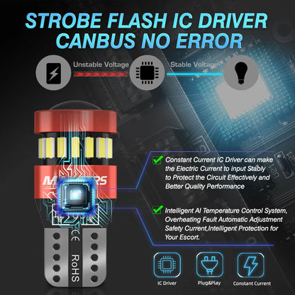 2X Flash Strobe W5W T10 Canbus Bulbs Parking Wedge