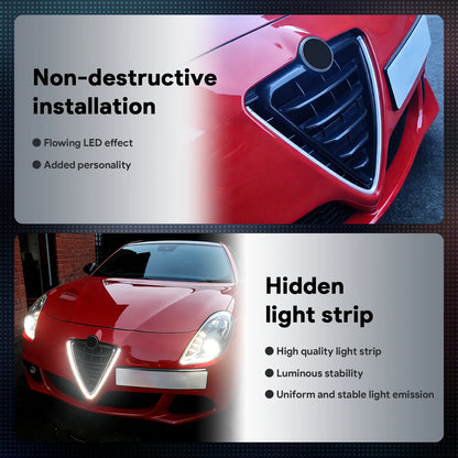 Dynamic Sequential LED Front Grille Ambient Light Strip DRL Lamp For Alfa Romeo Giulietta 2010-2016 Turn Signal Car Exte
