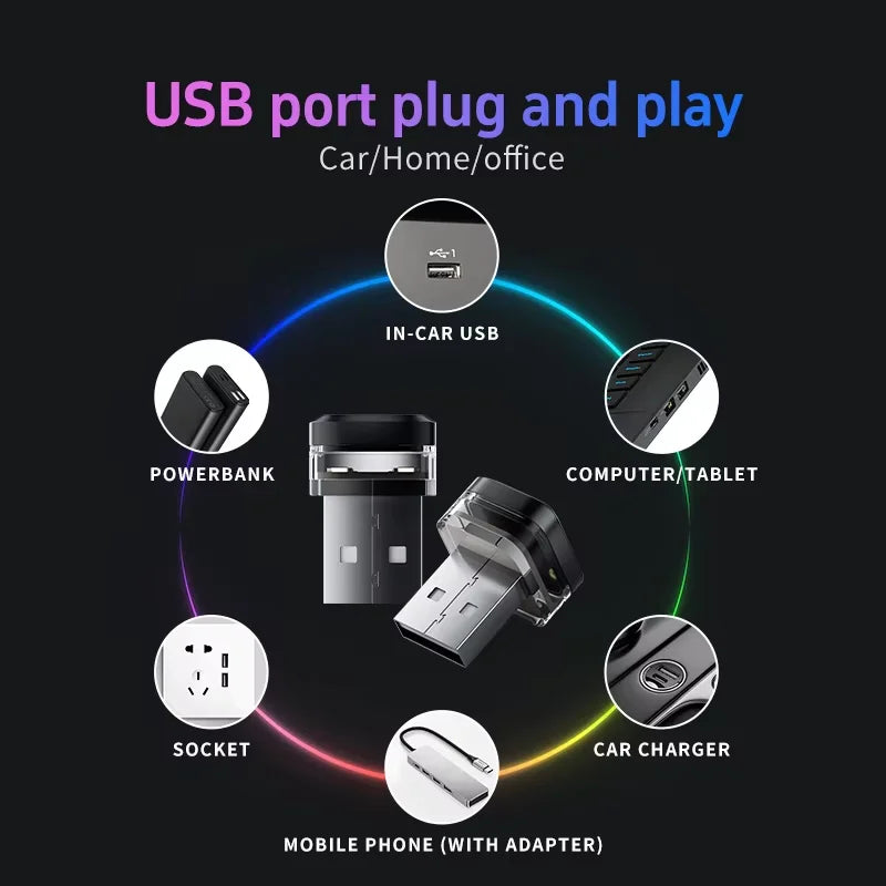 1X USB Mood Plug Play Interior Atmosphere Reading Decorations