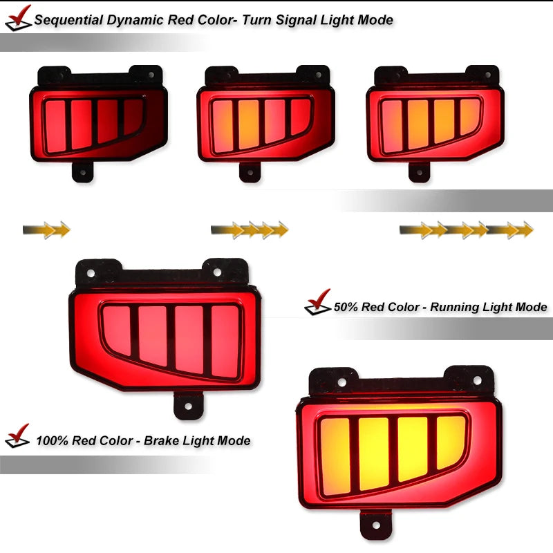 For Jeep Gladiator Jt Pickup 2PCS Truck Rear Bumper Reflector