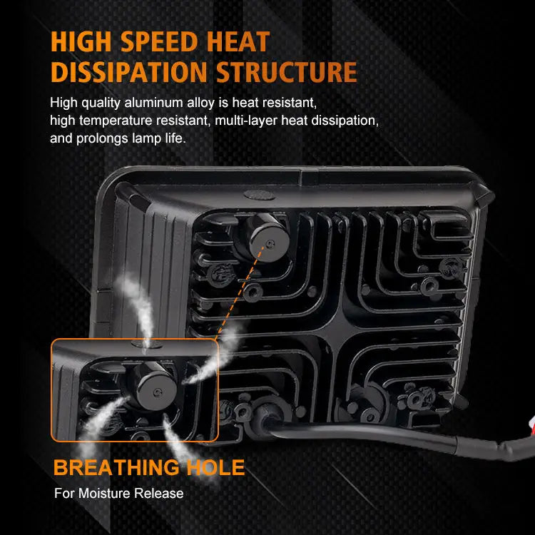 Square 4X6 Headlamp Hi Low Beam Amber Drl Turn