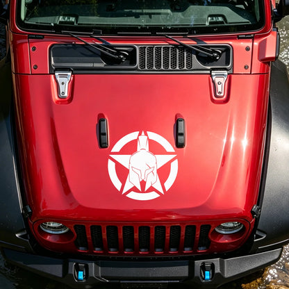 Circular Five Point Star Spartan Helmet Engine Hood Vinyl