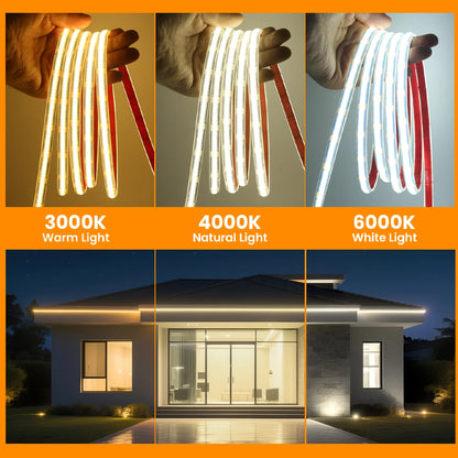 IP68 Waterproof 12V 24V Cob Strip 320leds M Black
