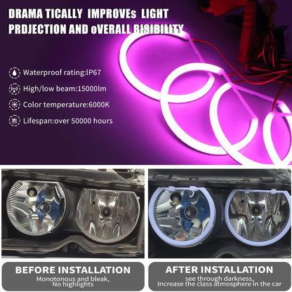 For E46 3 Series Cotton RGB Angel Eyes Halo Ring Multicolor Drl