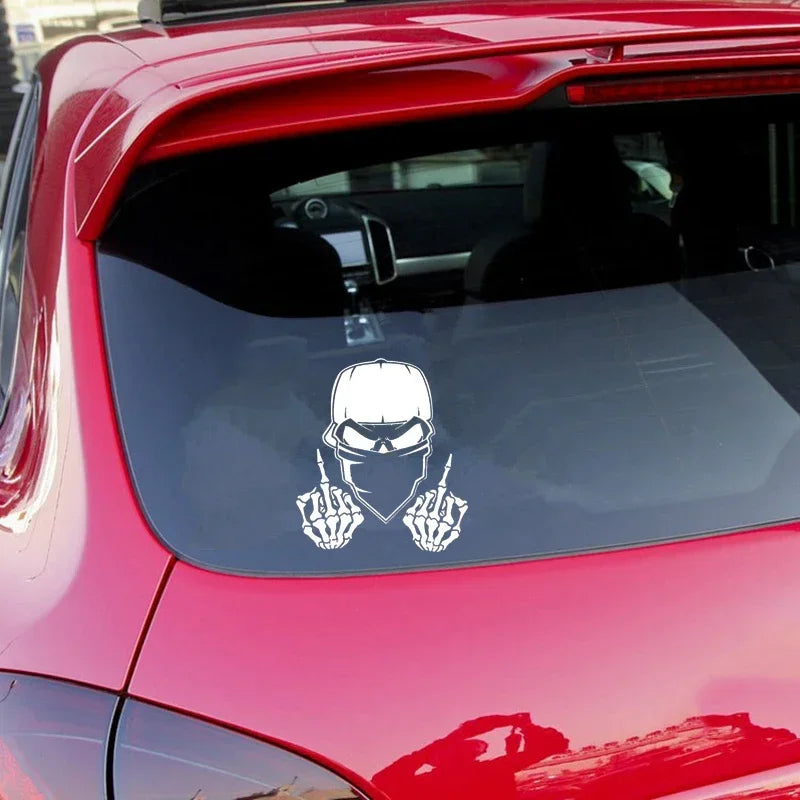 Sticker Window Decal Truck Outdoor Skull F U Middle